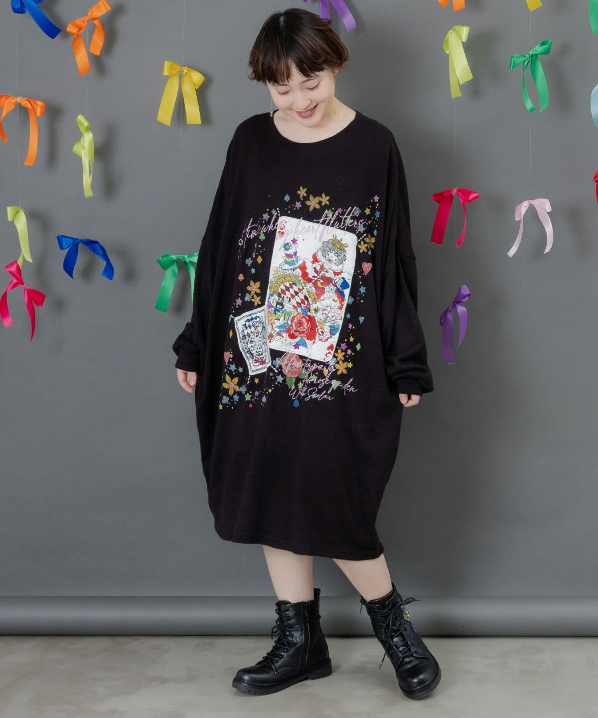 スカラートランプ アップリケ刺繍ワンピース-3