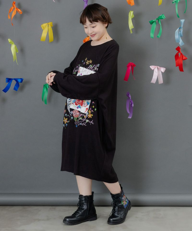 スカラートランプ アップリケ刺繍ワンピース-4