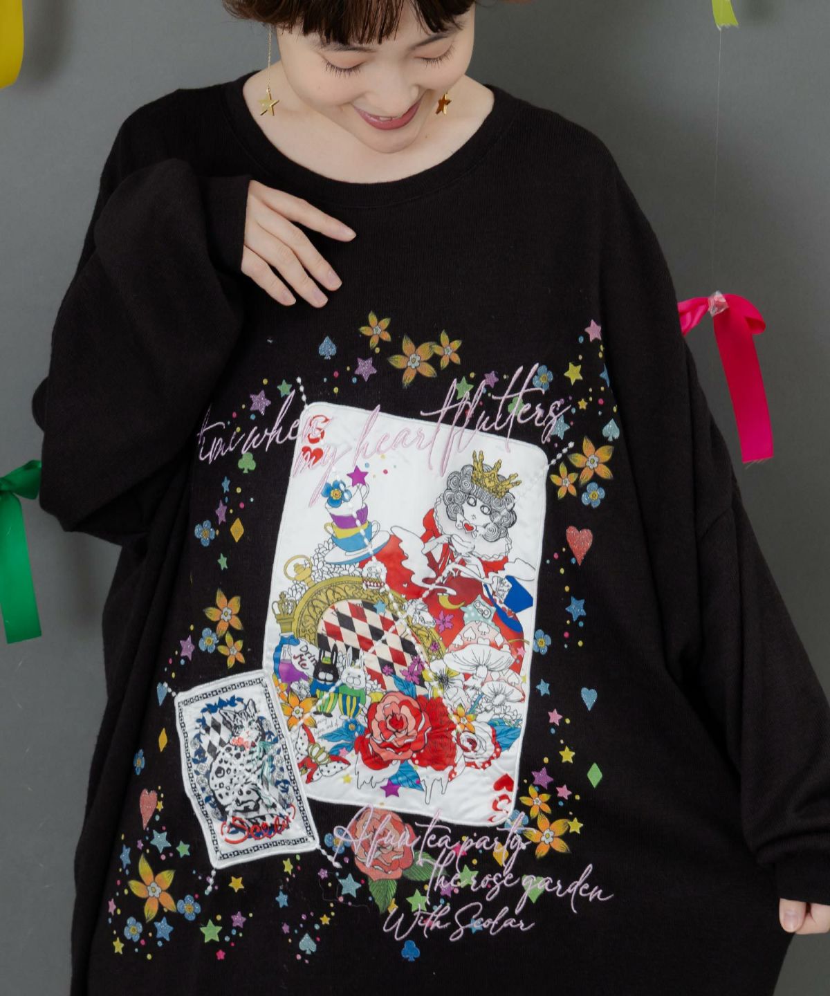 スカラートランプ アップリケ刺繍ワンピース-7