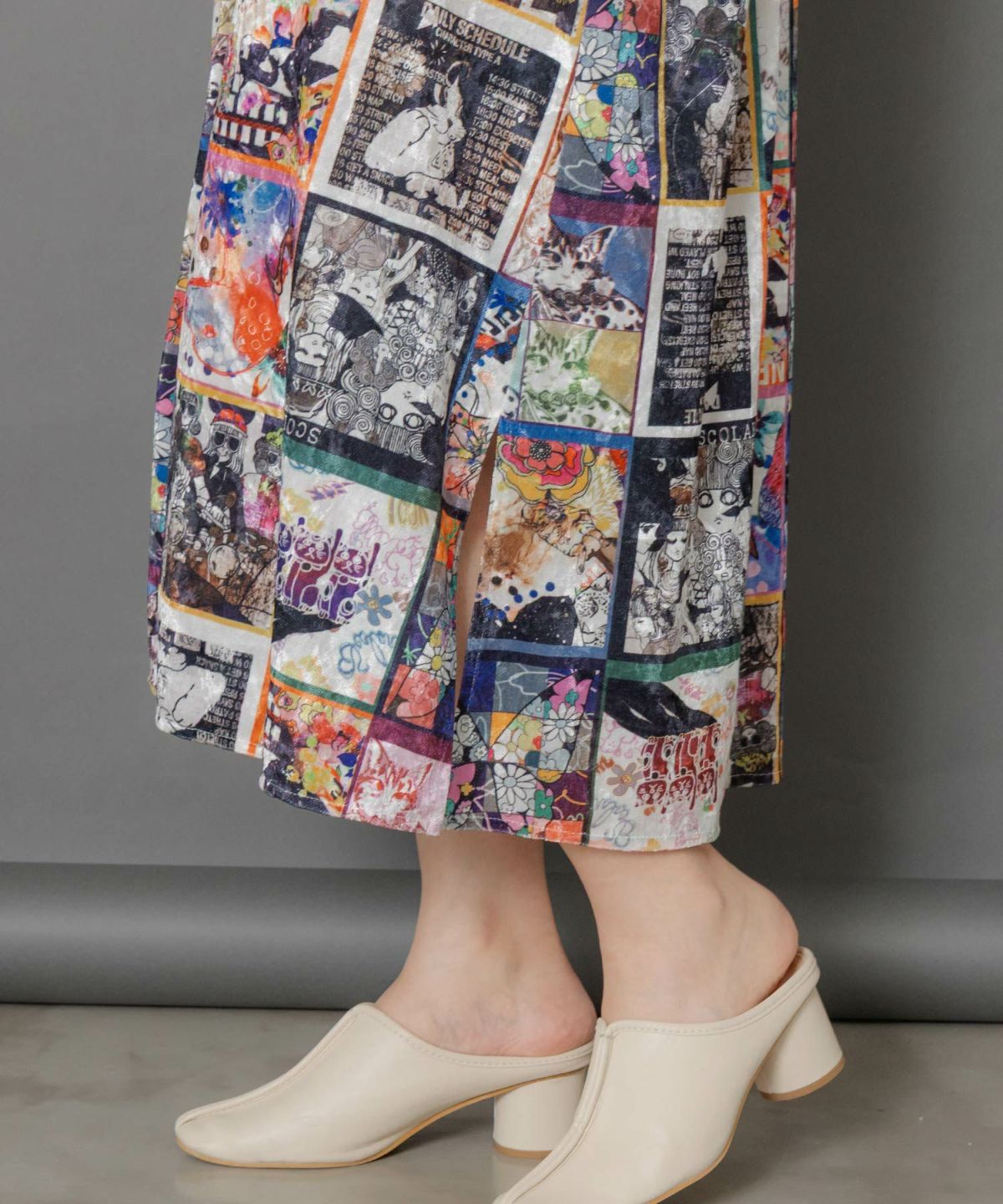 アニマル×蝶柄 前開きクラッシュベロアワンピース-13