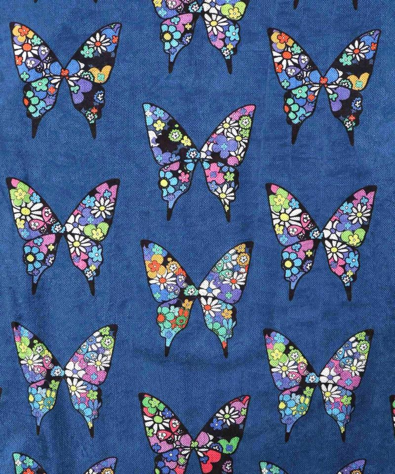 アニマル×蝶柄 前開きクラッシュベロアワンピース-15