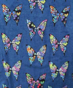 アニマル×蝶柄 前開きクラッシュベロアワンピース-15