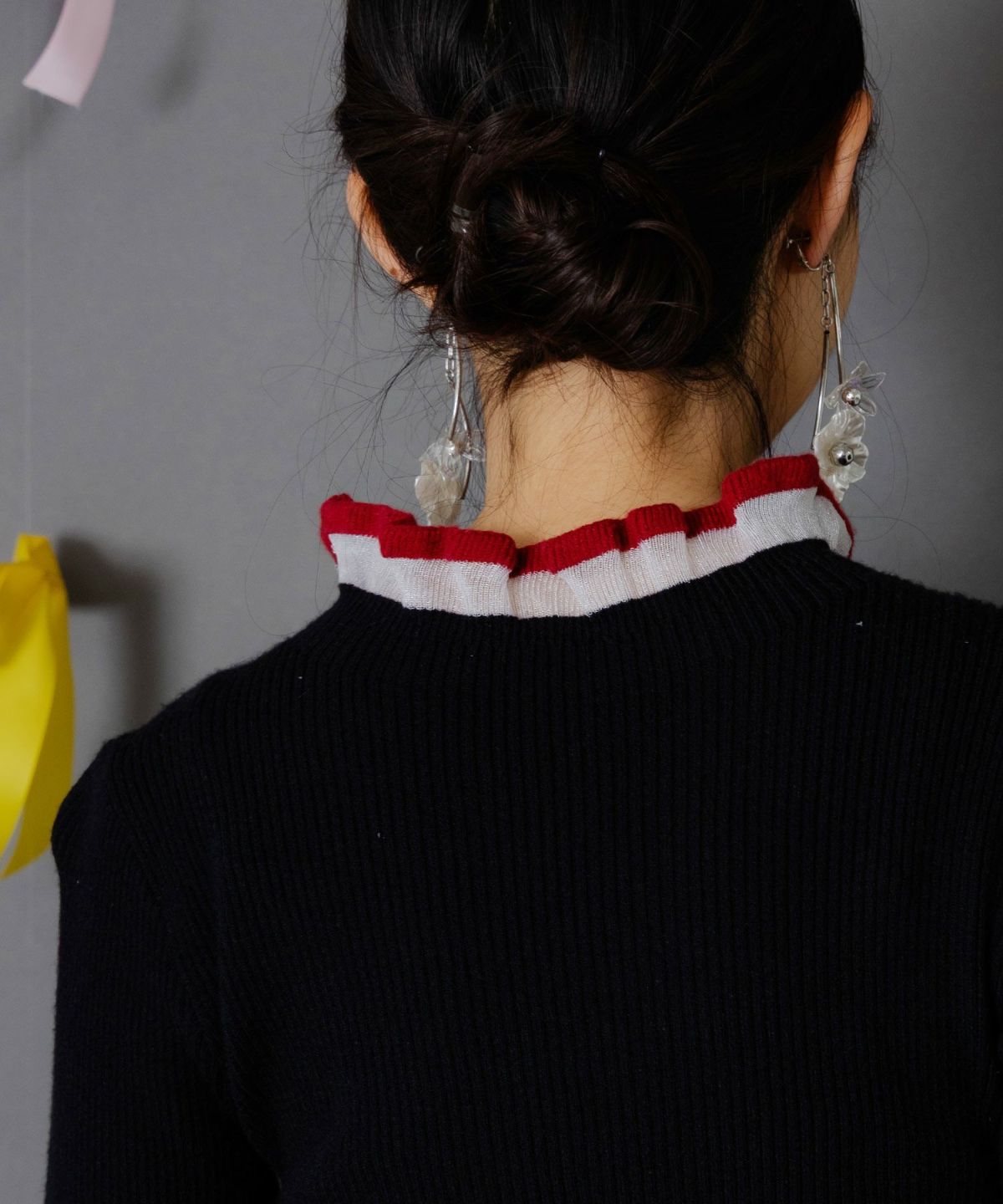 シアー×ニット 切替トップス-6