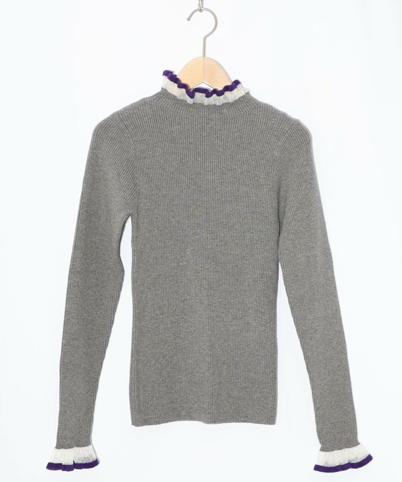 シアー×ニット 切替トップス-8