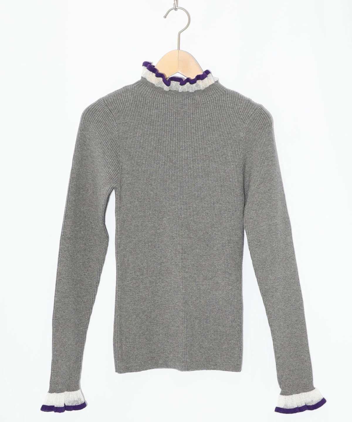 シアー×ニット 切替トップス-8