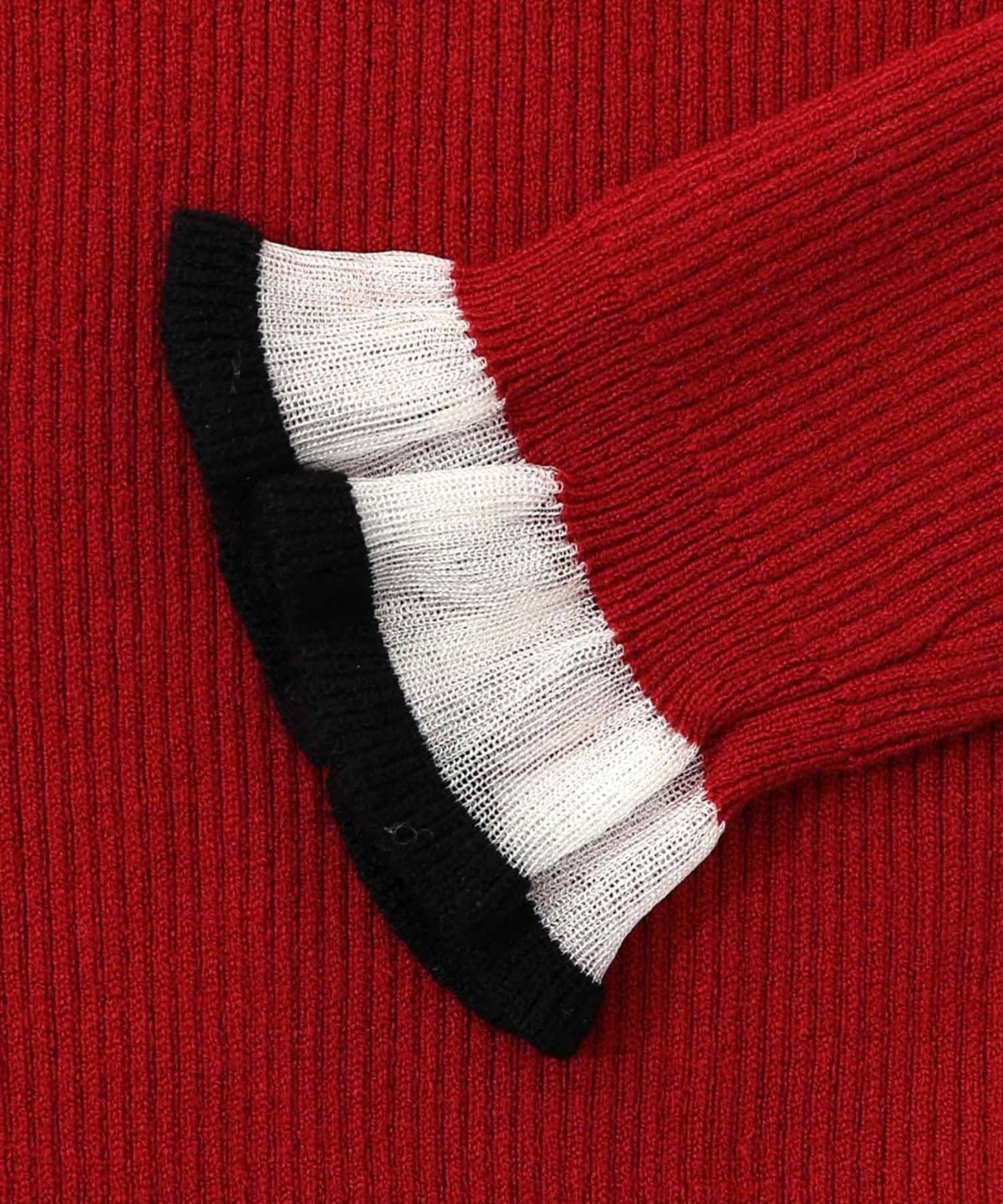 シアー×ニット 切替トップス-13