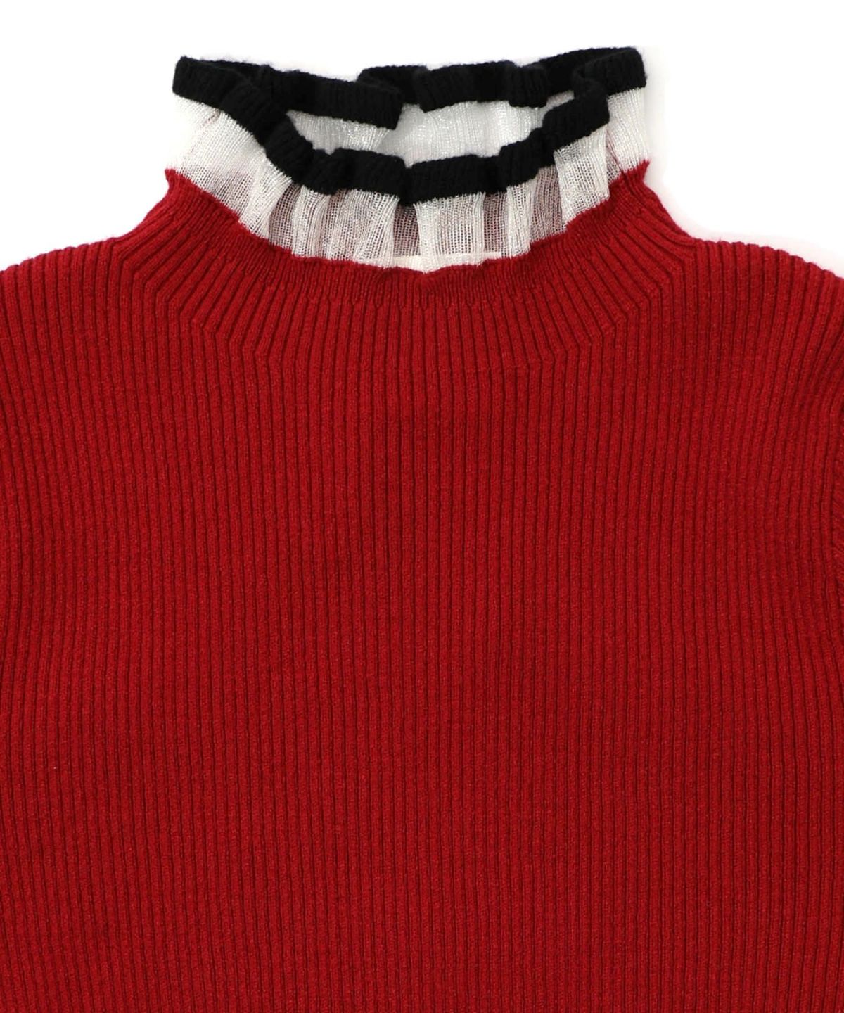 シアー×ニット 切替トップス-14