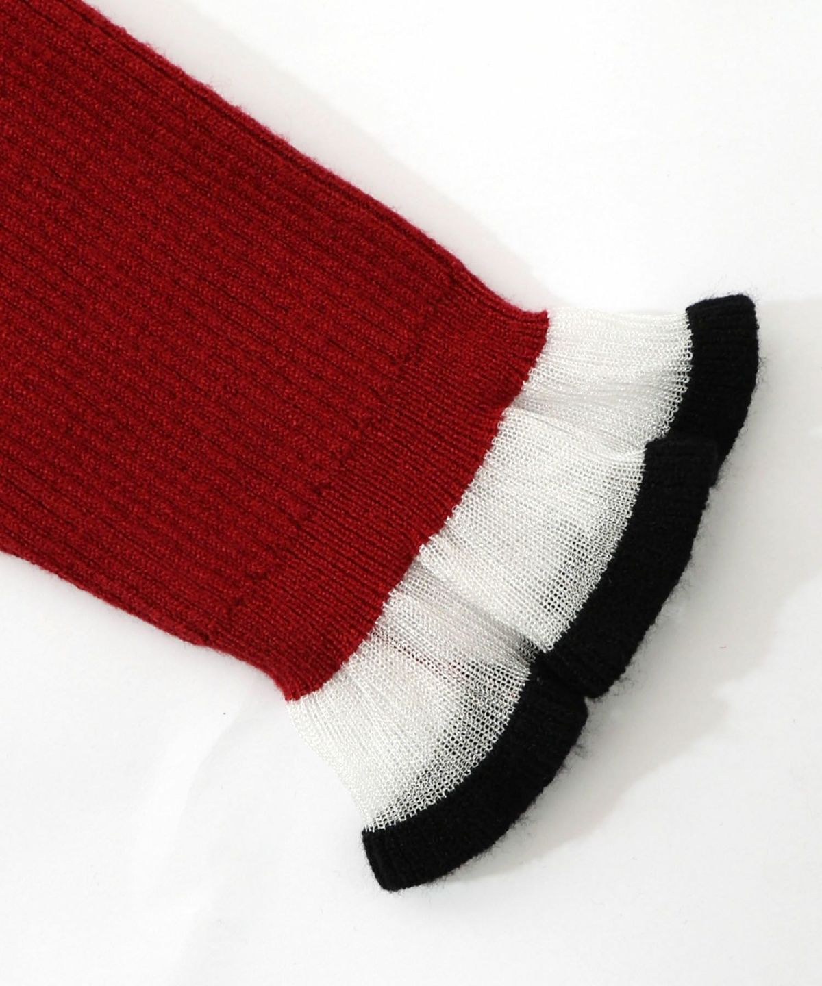 シアー×ニット 切替トップス-16