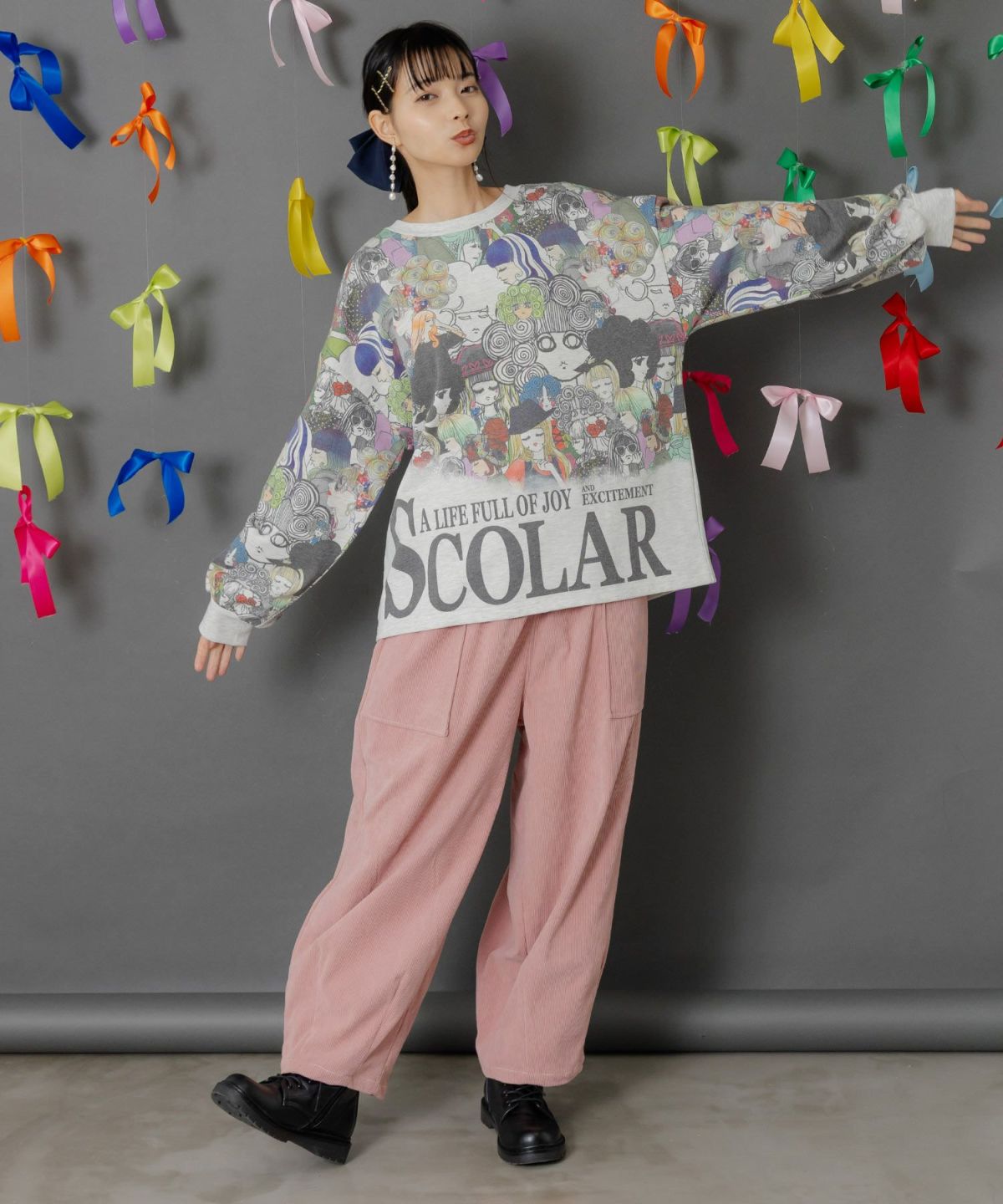 スカラーちゃん刺繍コーデュロイパンツ-2