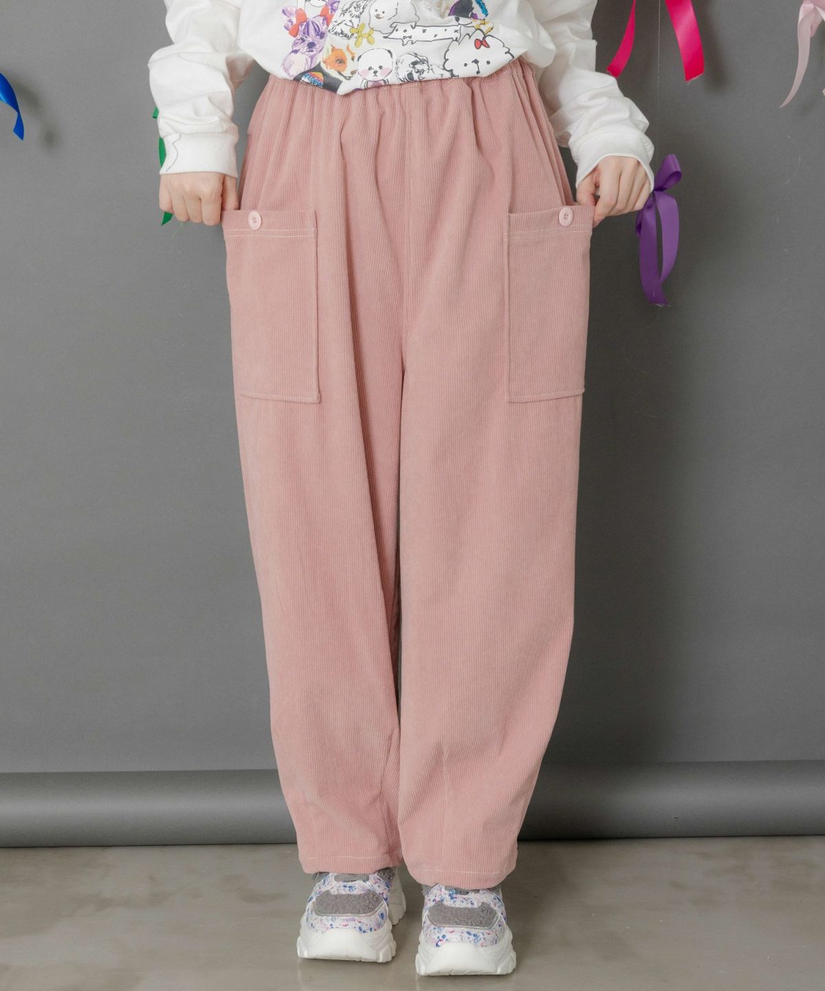 スカラーちゃん刺繍コーデュロイパンツ-4