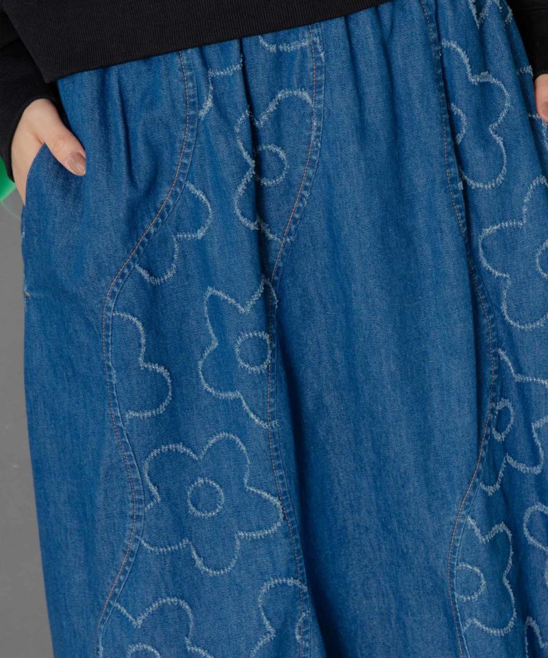 花柄ジャガードデニム×波模様デニムスカート-6