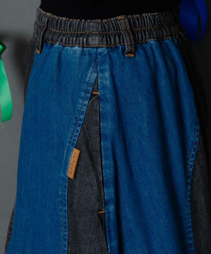 花柄ジャガードデニム×波模様デニムスカート-12