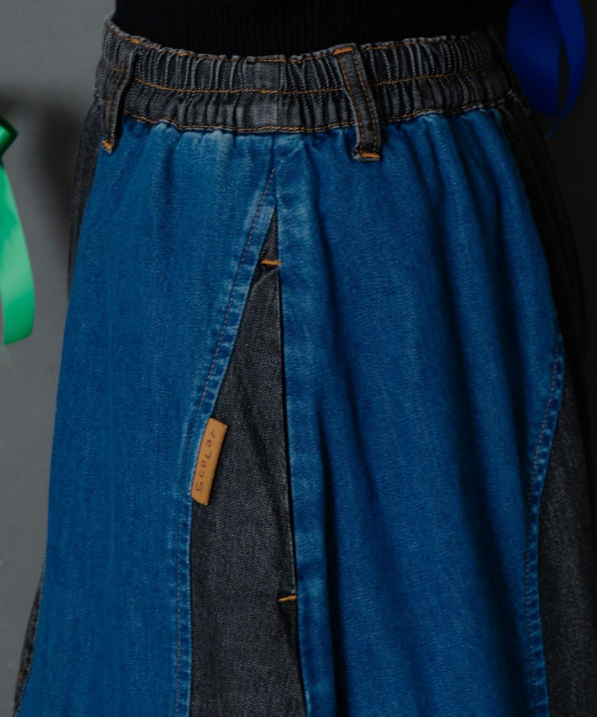 花柄ジャガードデニム×波模様デニムスカート-12