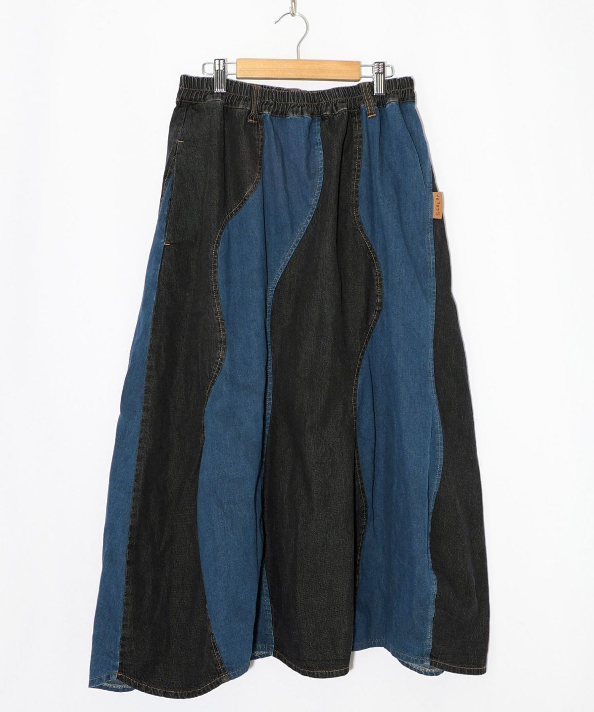 花柄ジャガードデニム×波模様デニムスカート-13