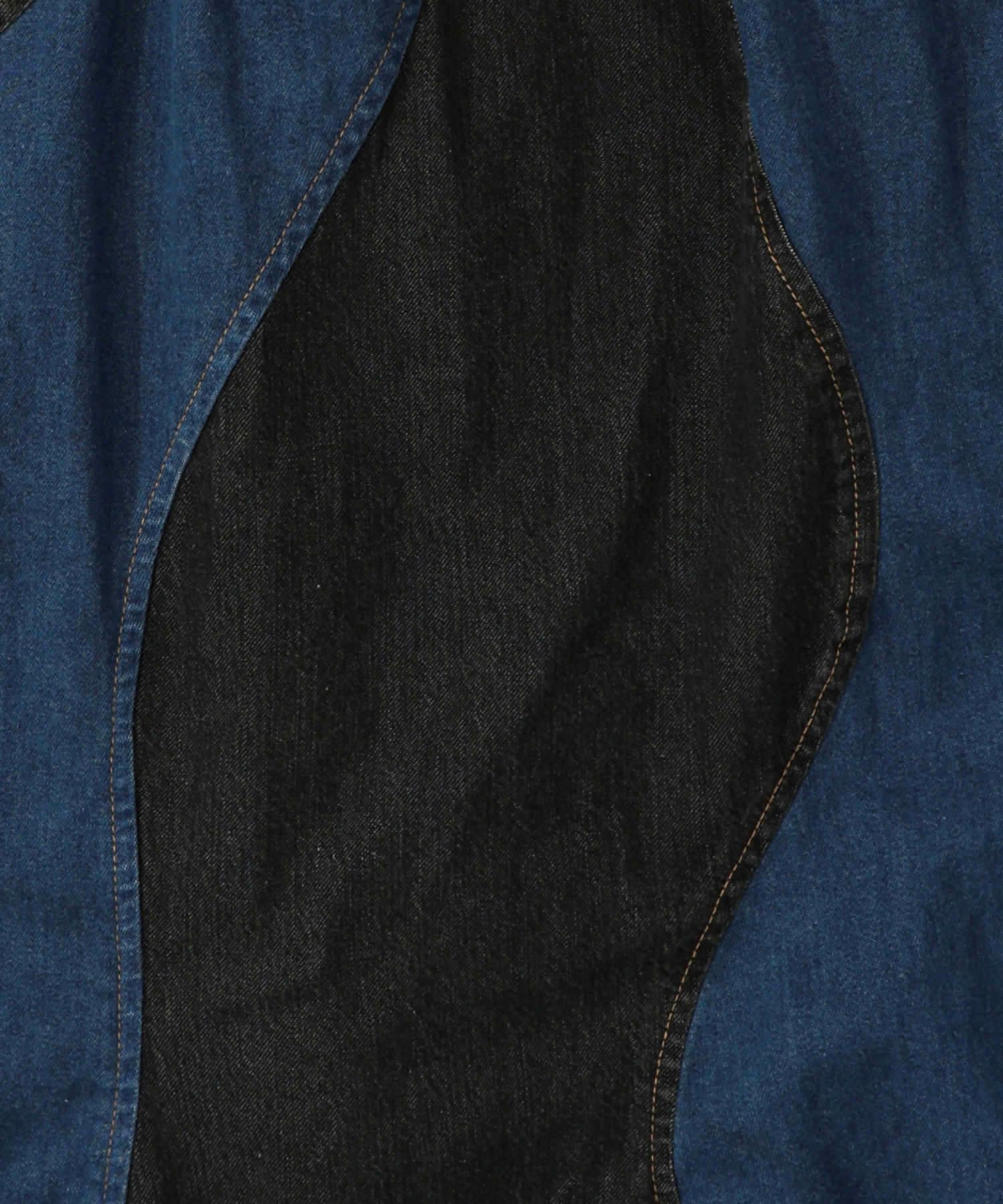 花柄ジャガードデニム×波模様デニムスカート-14