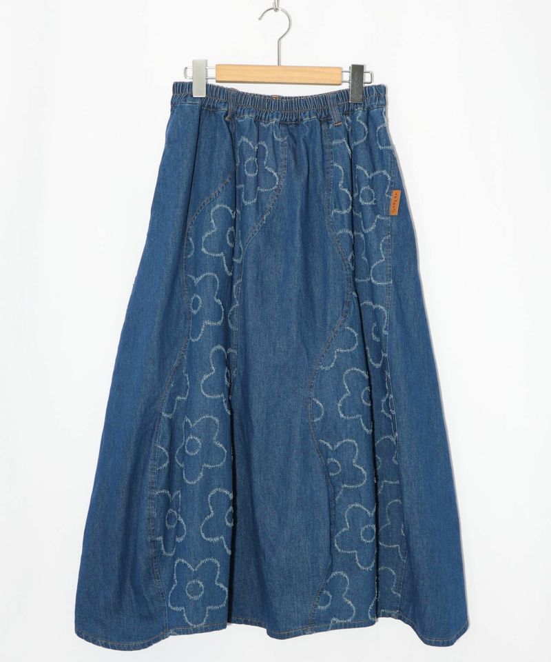 花柄ジャガードデニム×波模様デニムスカート-15