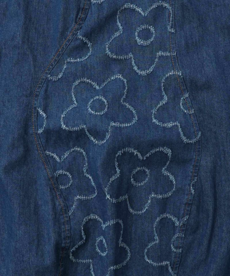 花柄ジャガードデニム×波模様デニムスカート-16