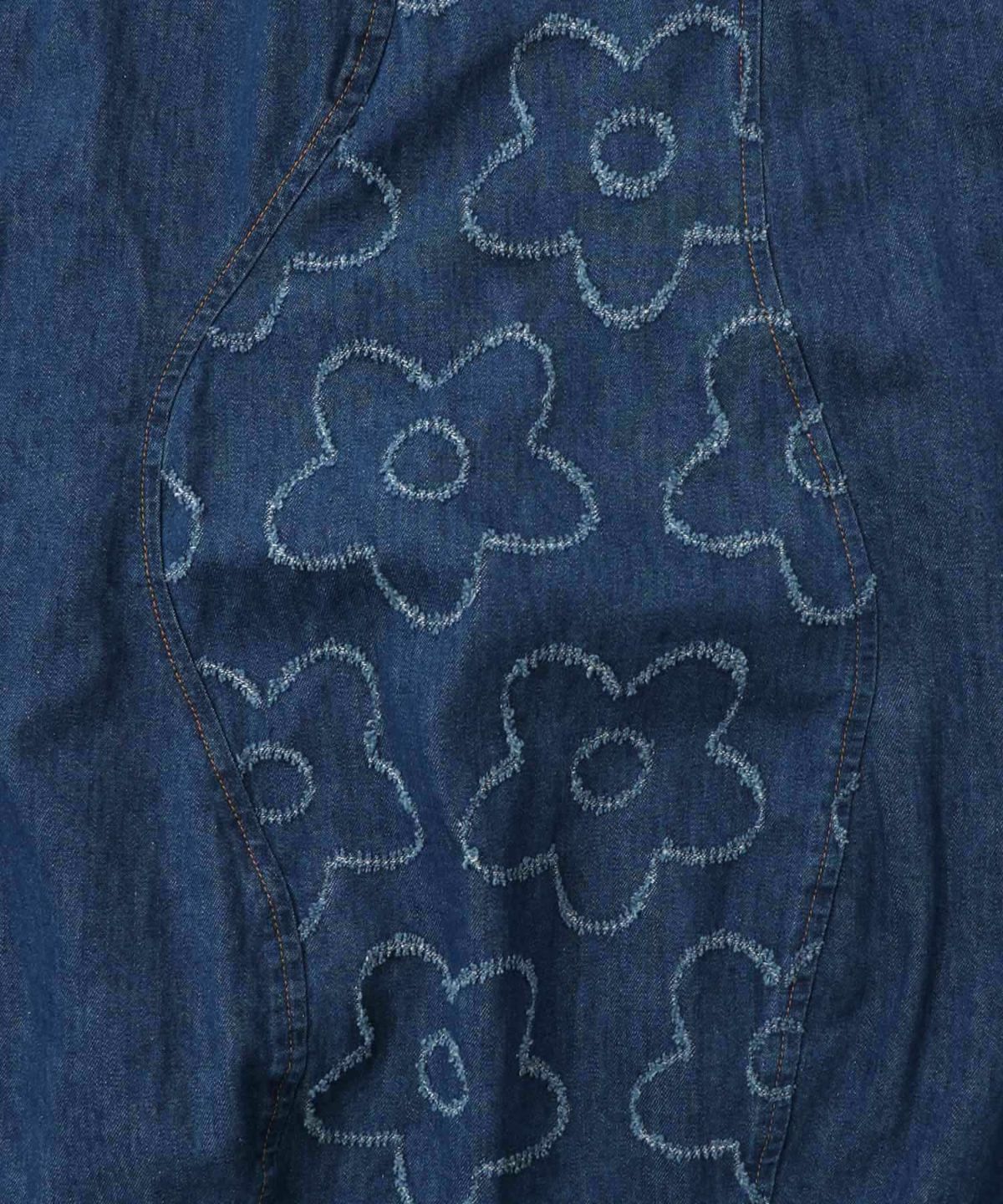 花柄ジャガードデニム×波模様デニムスカート-16