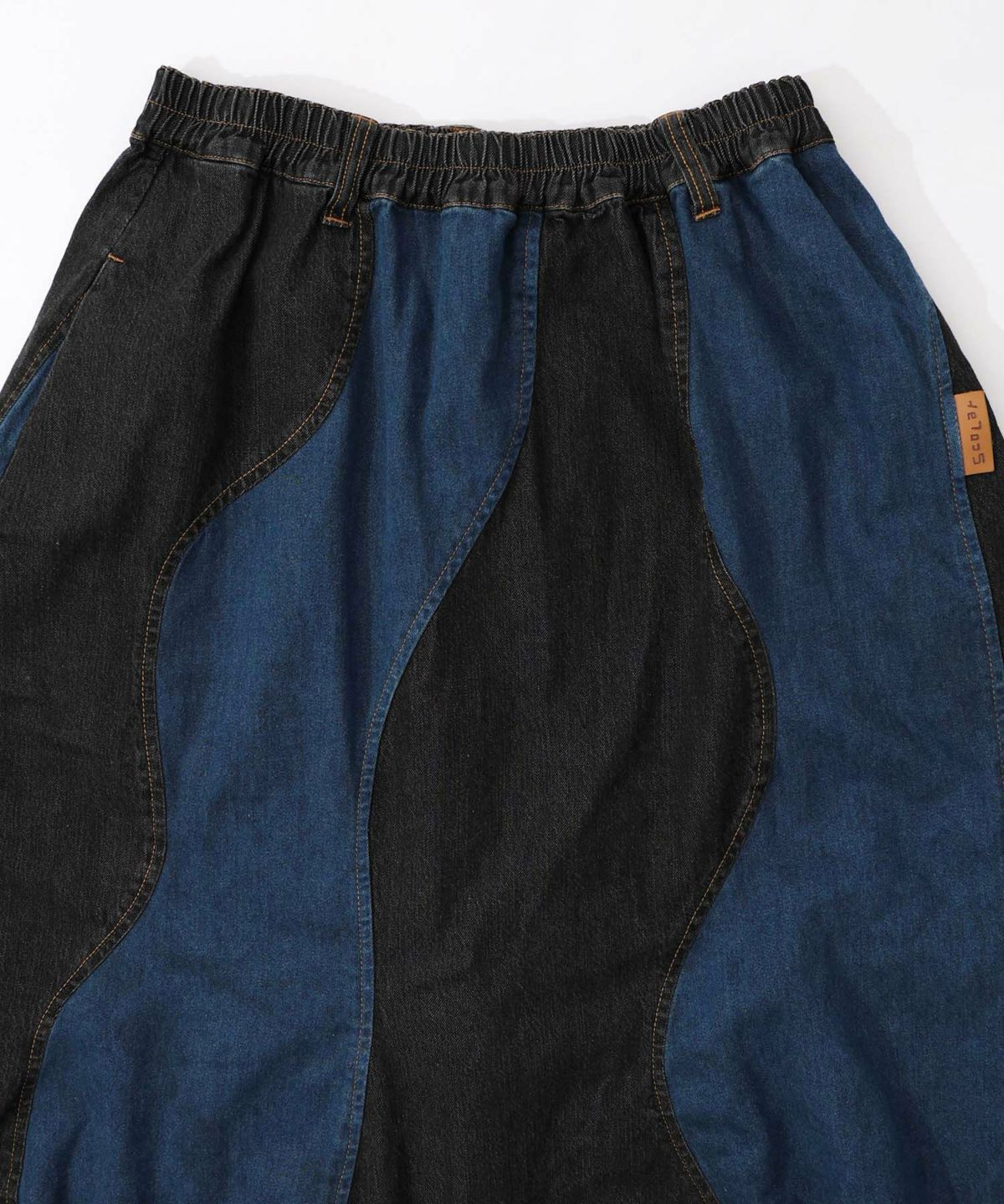 花柄ジャガードデニム×波模様デニムスカート-17