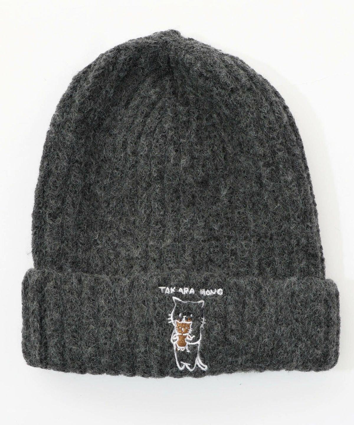 ネコのたからもの刺繍ニット帽-8