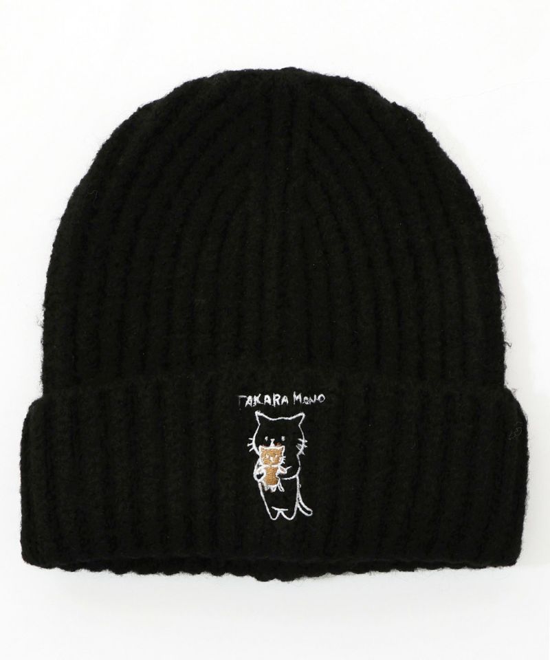 ネコのたからもの刺繍ニット帽-10