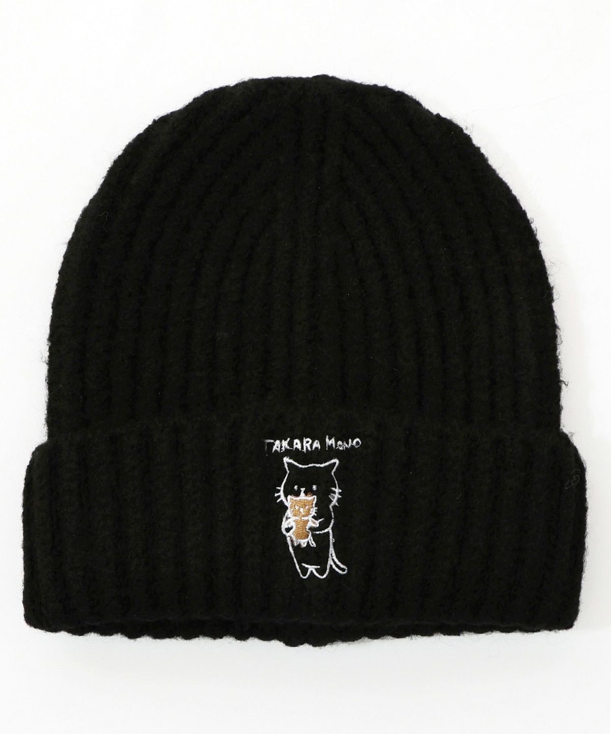 ネコのたからもの刺繍ニット帽-10