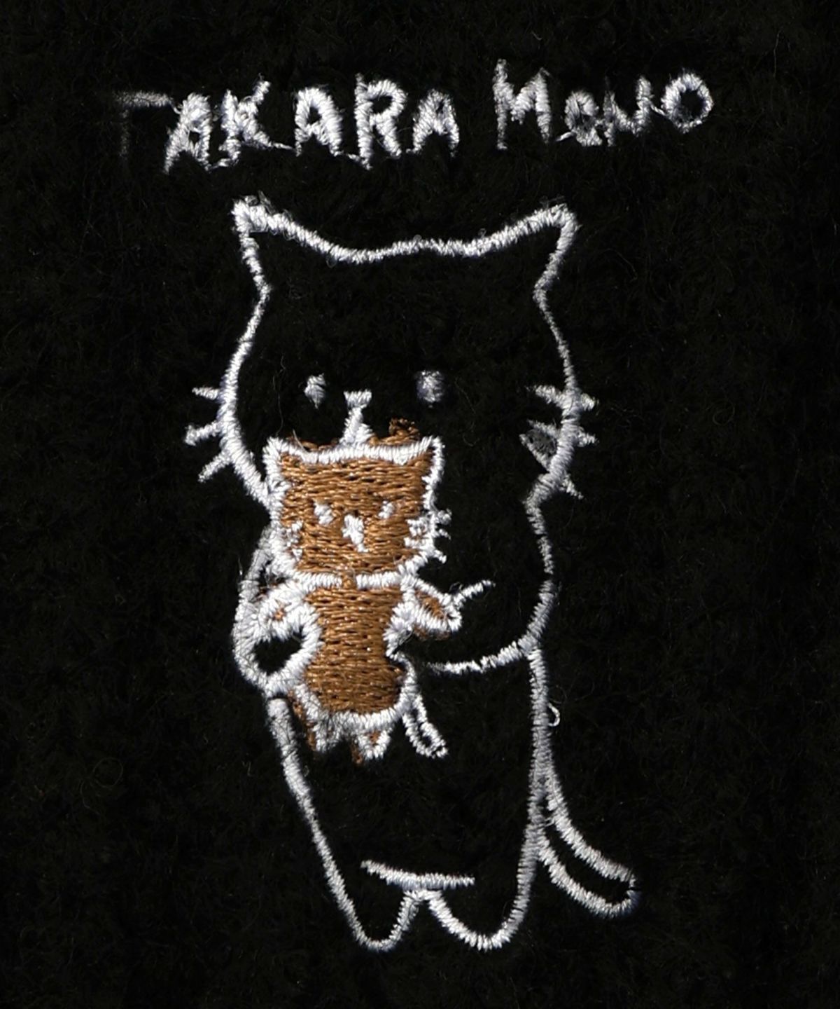 ネコのたからもの刺繍ニット帽-11