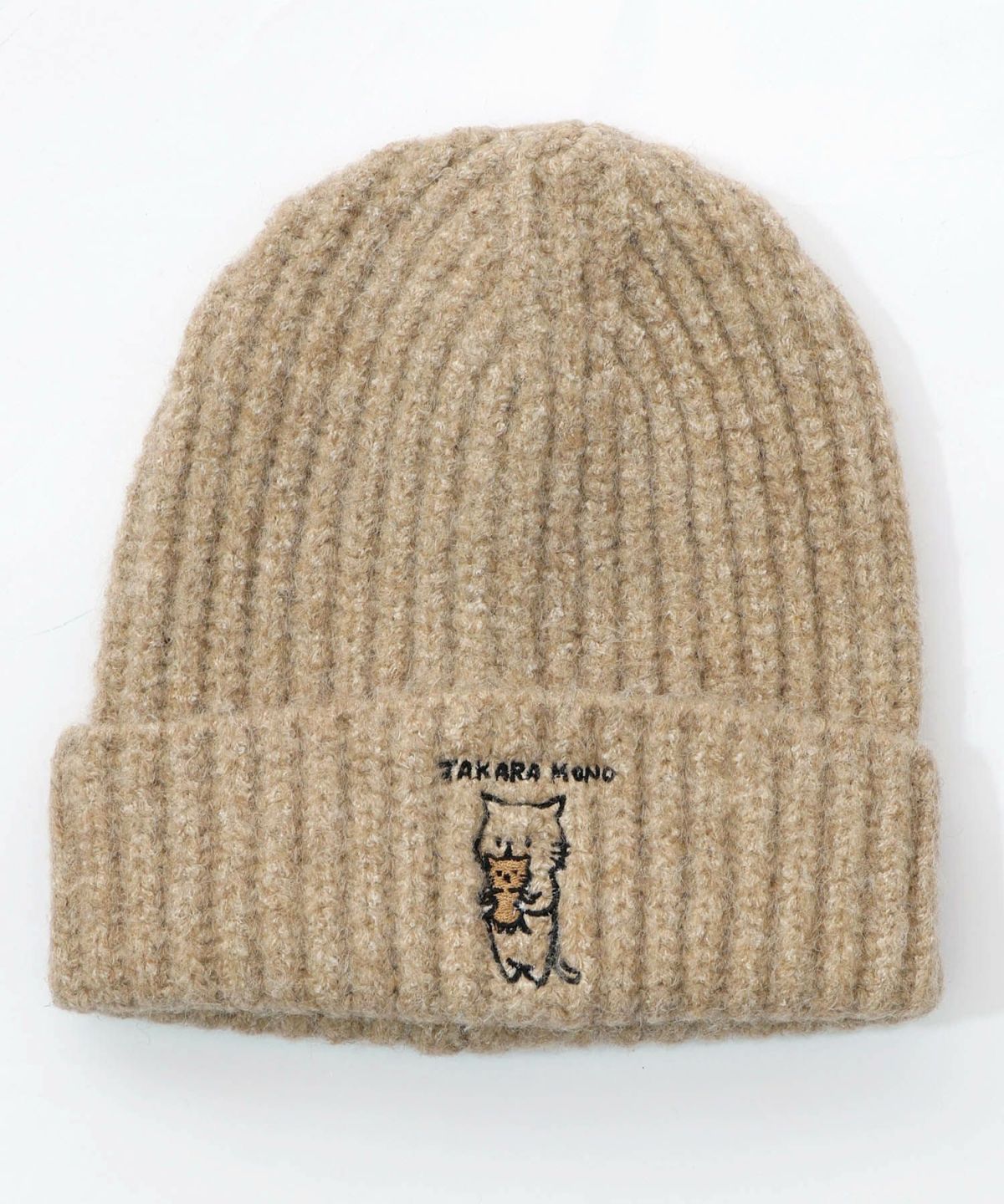 ネコのたからもの刺繍ニット帽-12