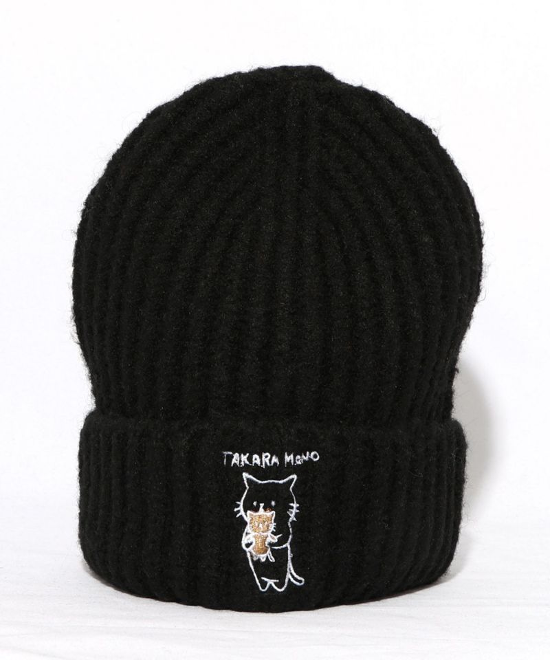 ネコのたからもの刺繍ニット帽-14
