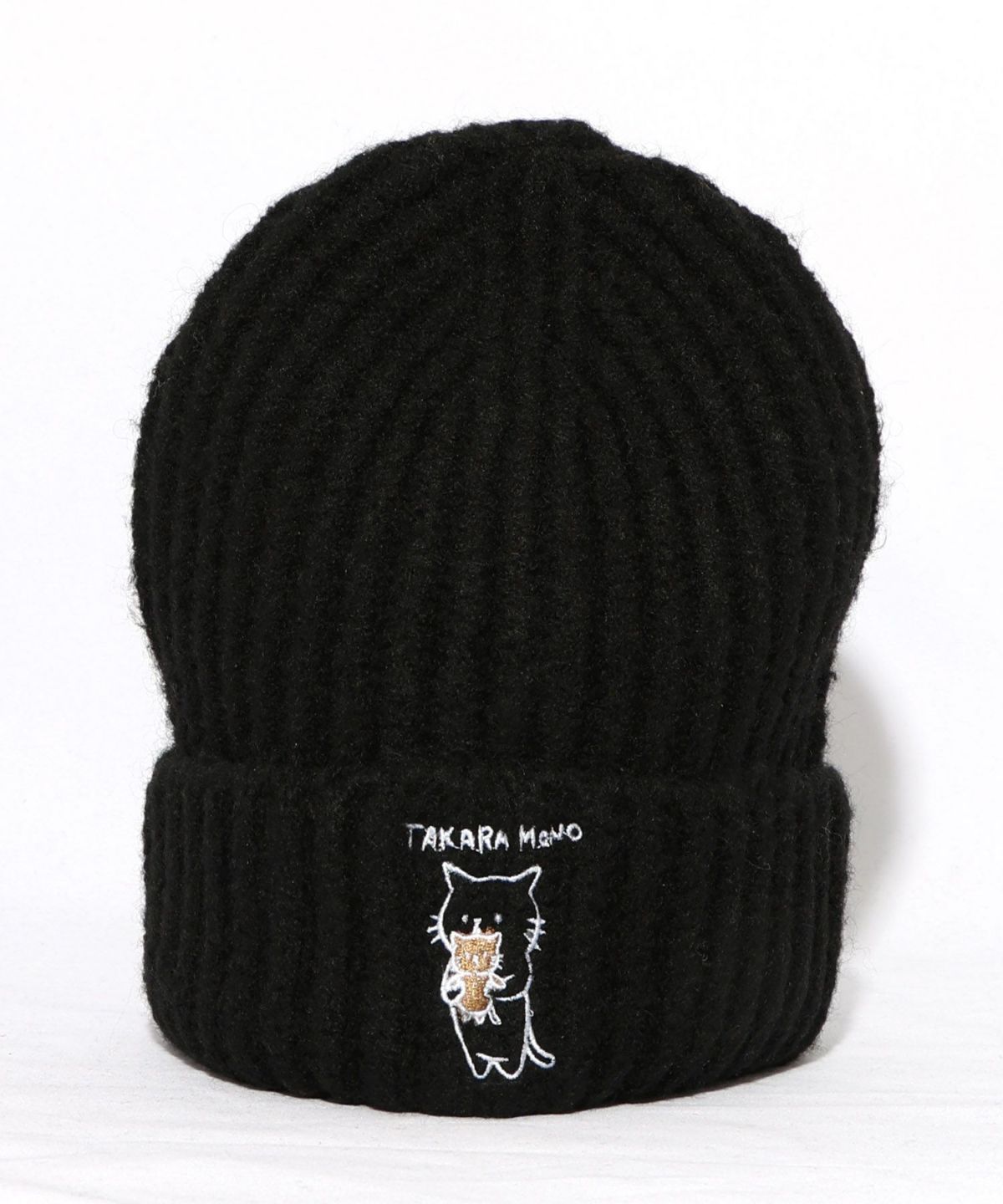 ネコのたからもの刺繍ニット帽-14
