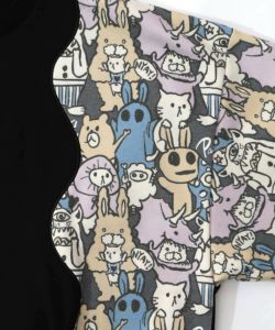 Parityキャラ総柄 裏起毛波模様切替プルオーバー-19