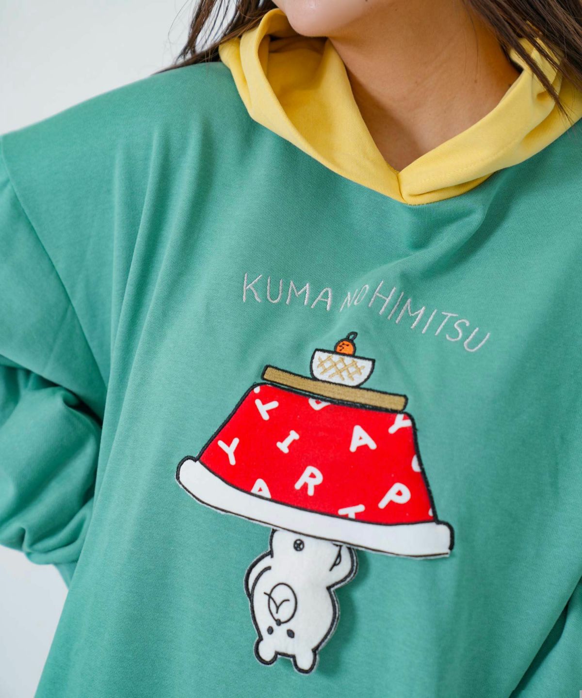 ぐうたらの極み こたつクマフード付きプルオーバー-4