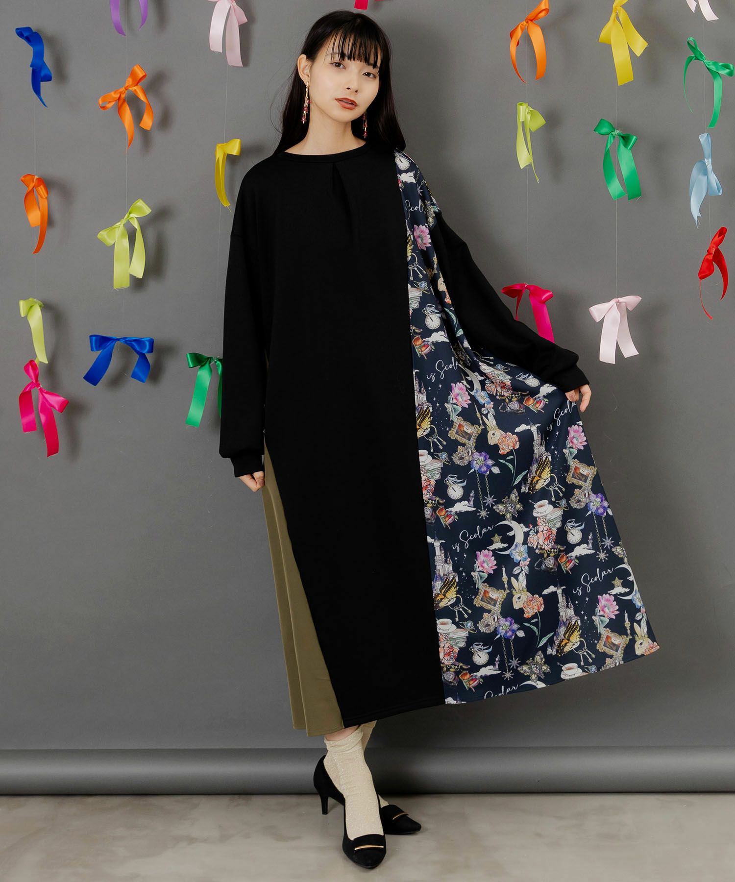 553282：ヴィンテージ風額縁柄シャツワンピースの通販-ScoLar