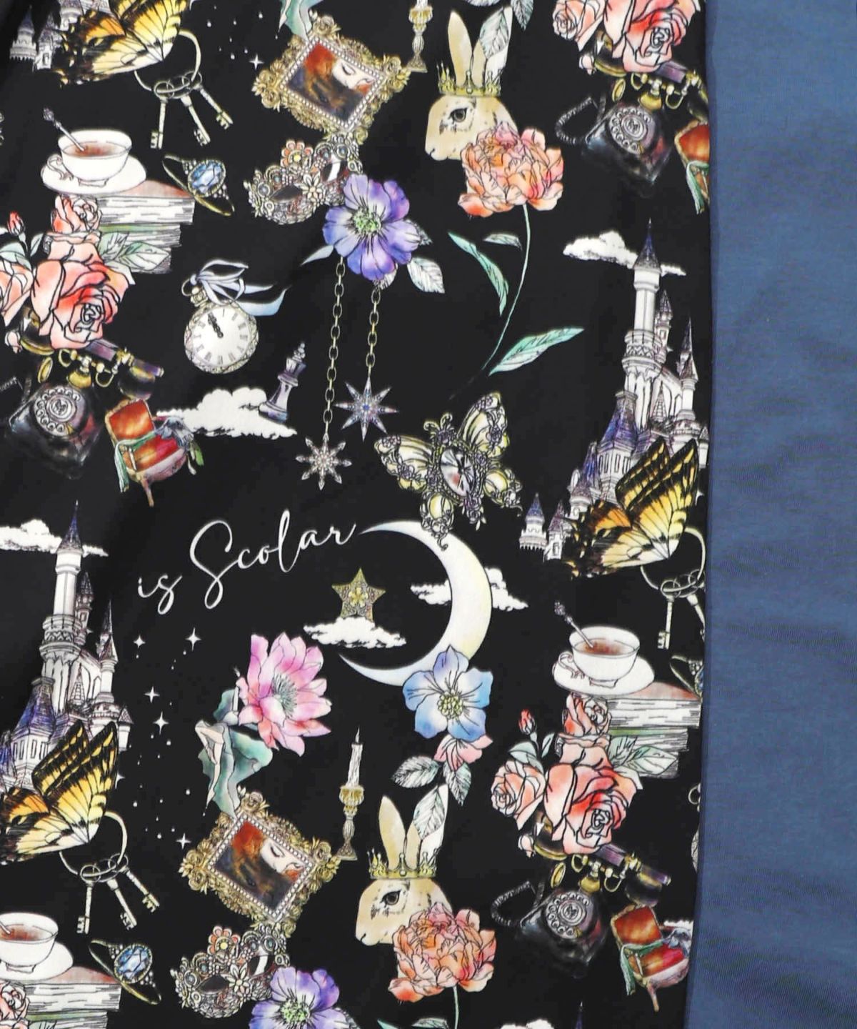 アンティーク柄 バイカラー切替ワンピース-12