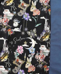 アンティーク柄 バイカラー切替ワンピース-12