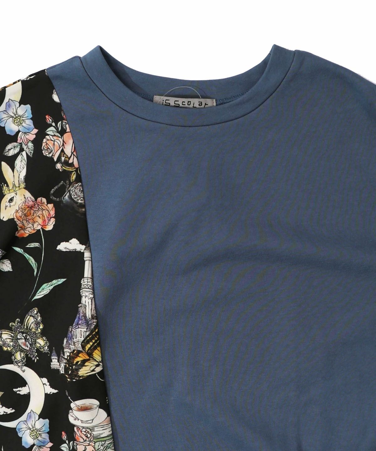 アンティーク柄 バイカラー切替ワンピース-13