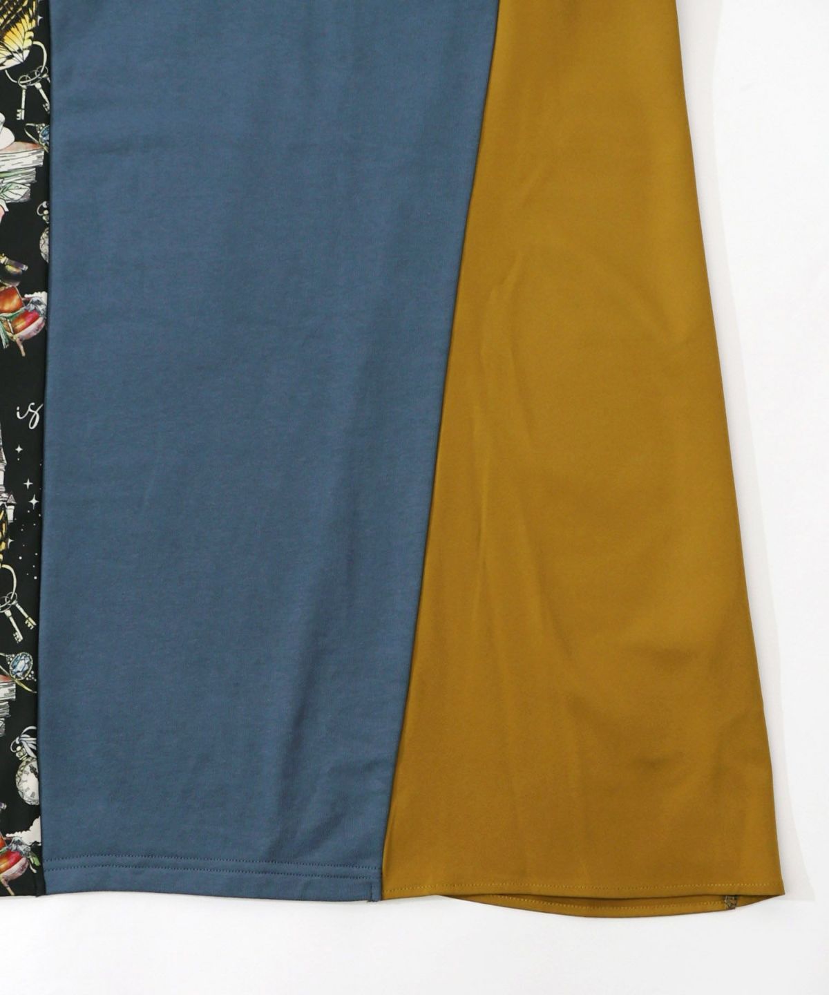 アンティーク柄 バイカラー切替ワンピース-16