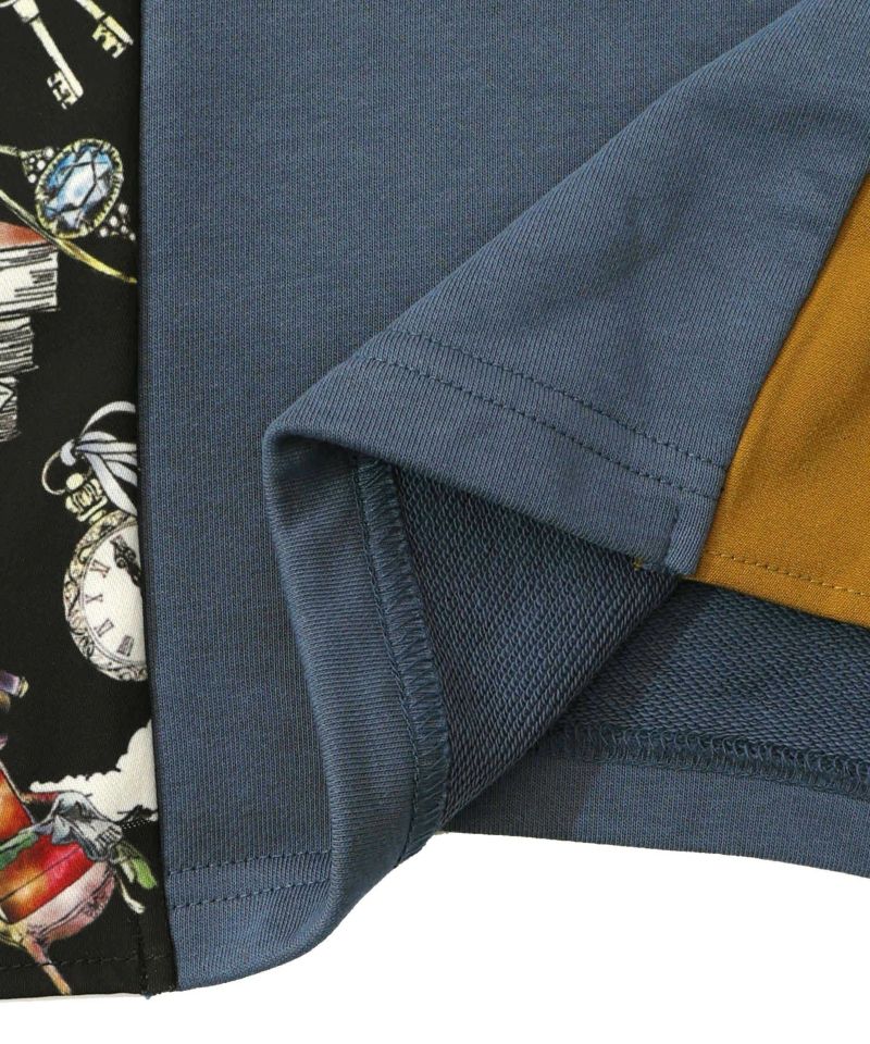 アンティーク柄 バイカラー切替ワンピース-17