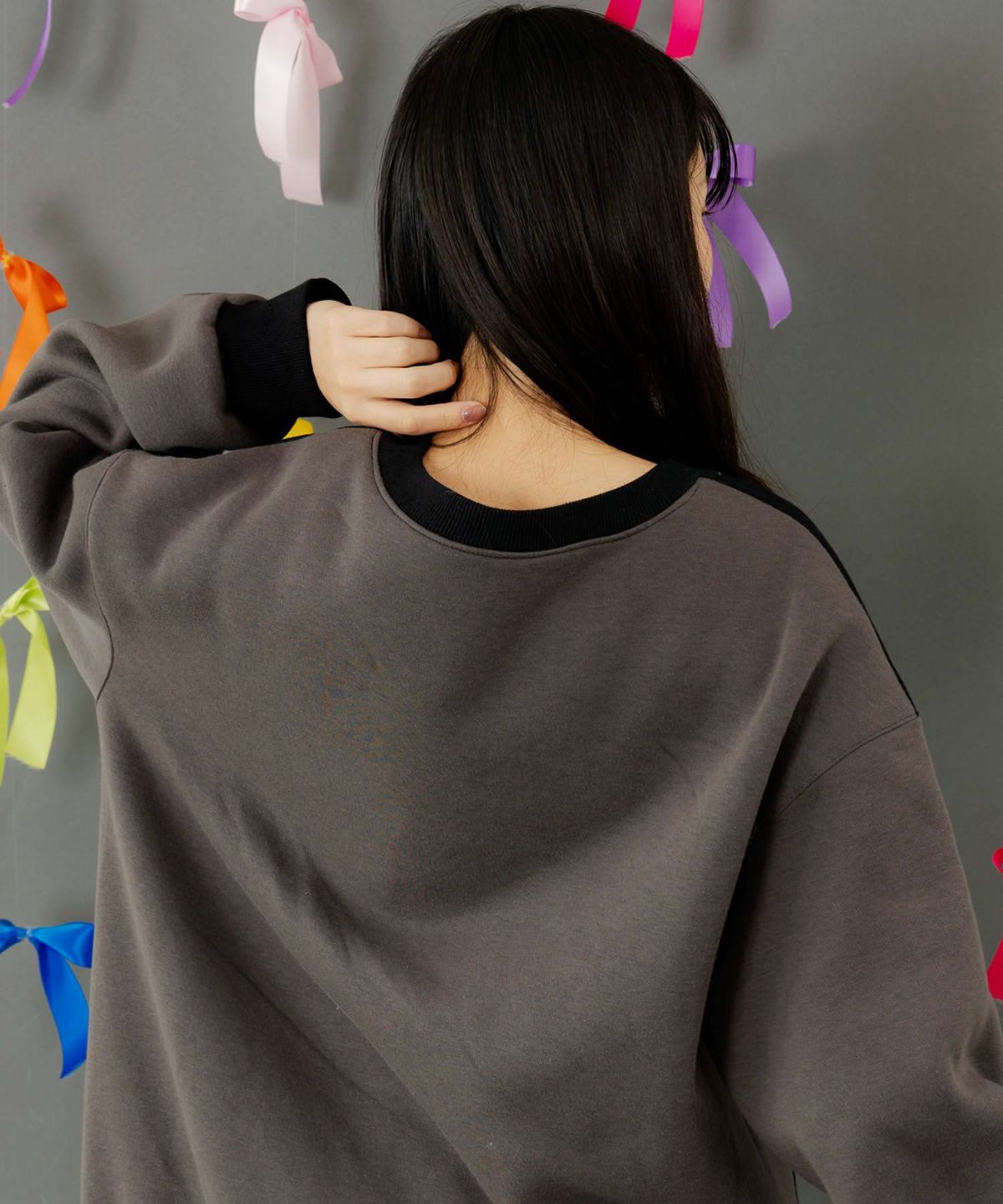 コラージュ柄裏起毛ワンピース-7