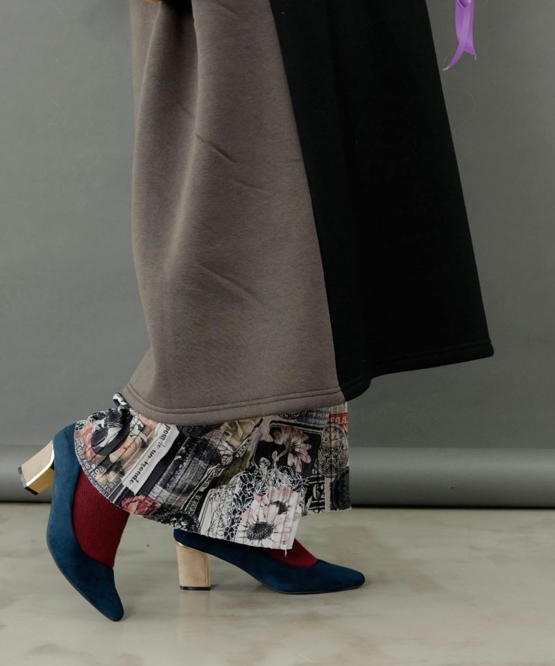 コラージュ柄裏起毛ワンピース-9