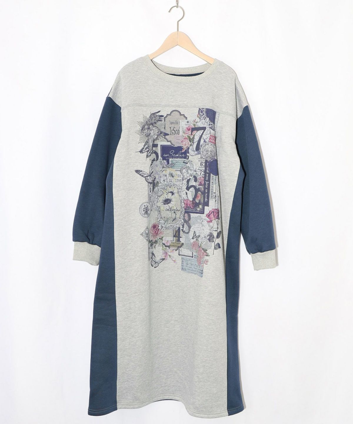 コラージュ柄裏起毛ワンピース-11