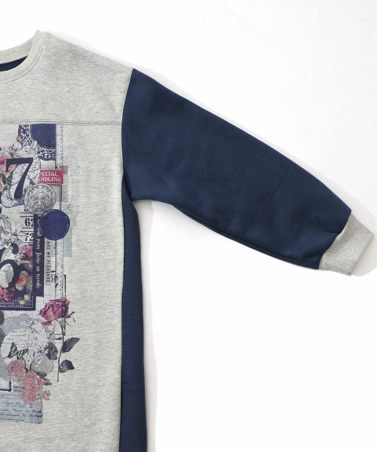 コラージュ柄裏起毛ワンピース-18