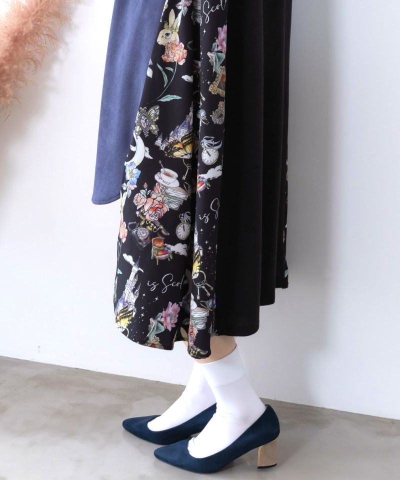 アンティーク柄 3素材切替ロングカーディガン-8