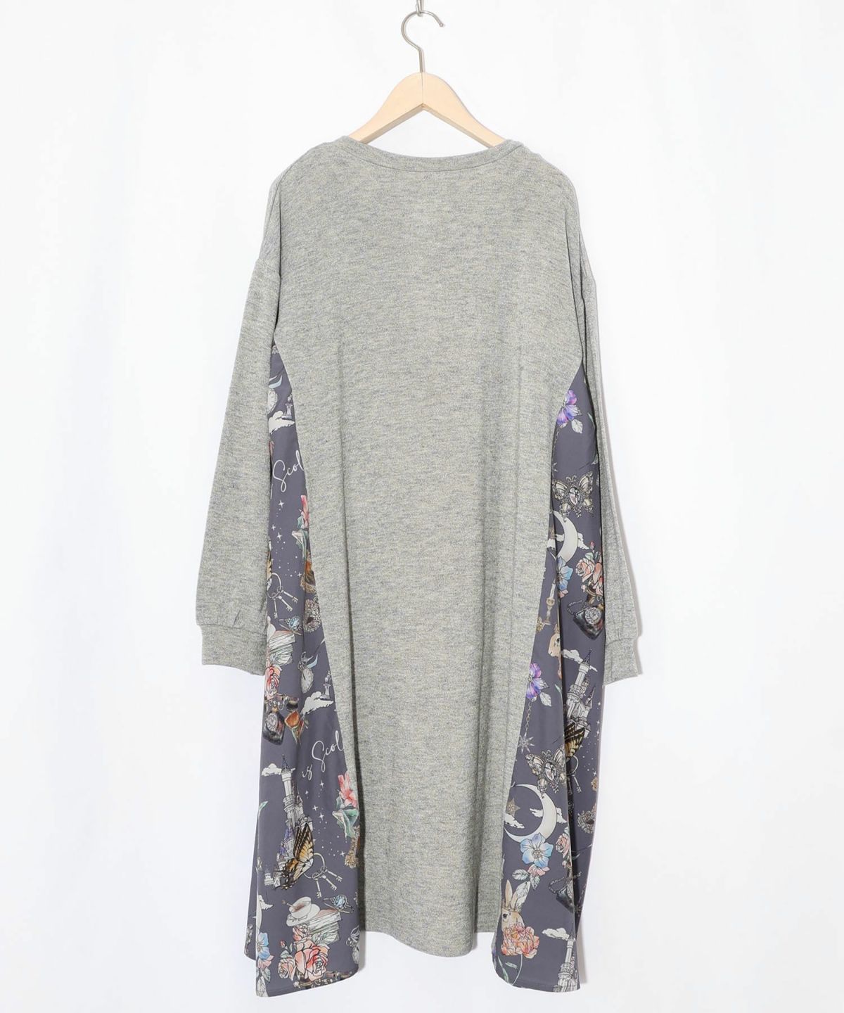 アンティーク柄 3素材切替ロングカーディガン-11