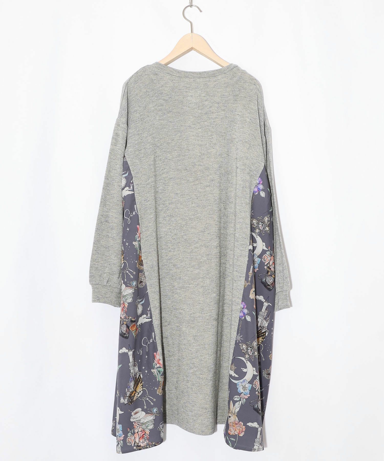 アンティーク柄 3素材切替ロングカーディガン-11