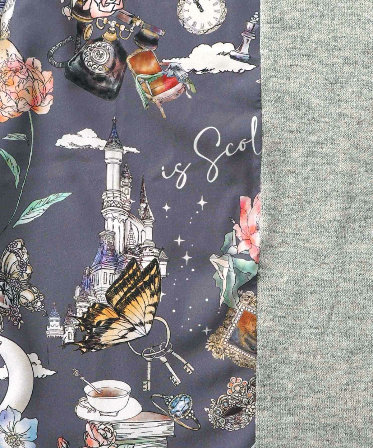 アンティーク柄 3素材切替ロングカーディガン-12