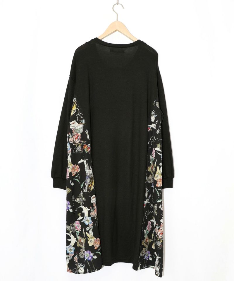 アンティーク柄 3素材切替ロングカーディガン-14