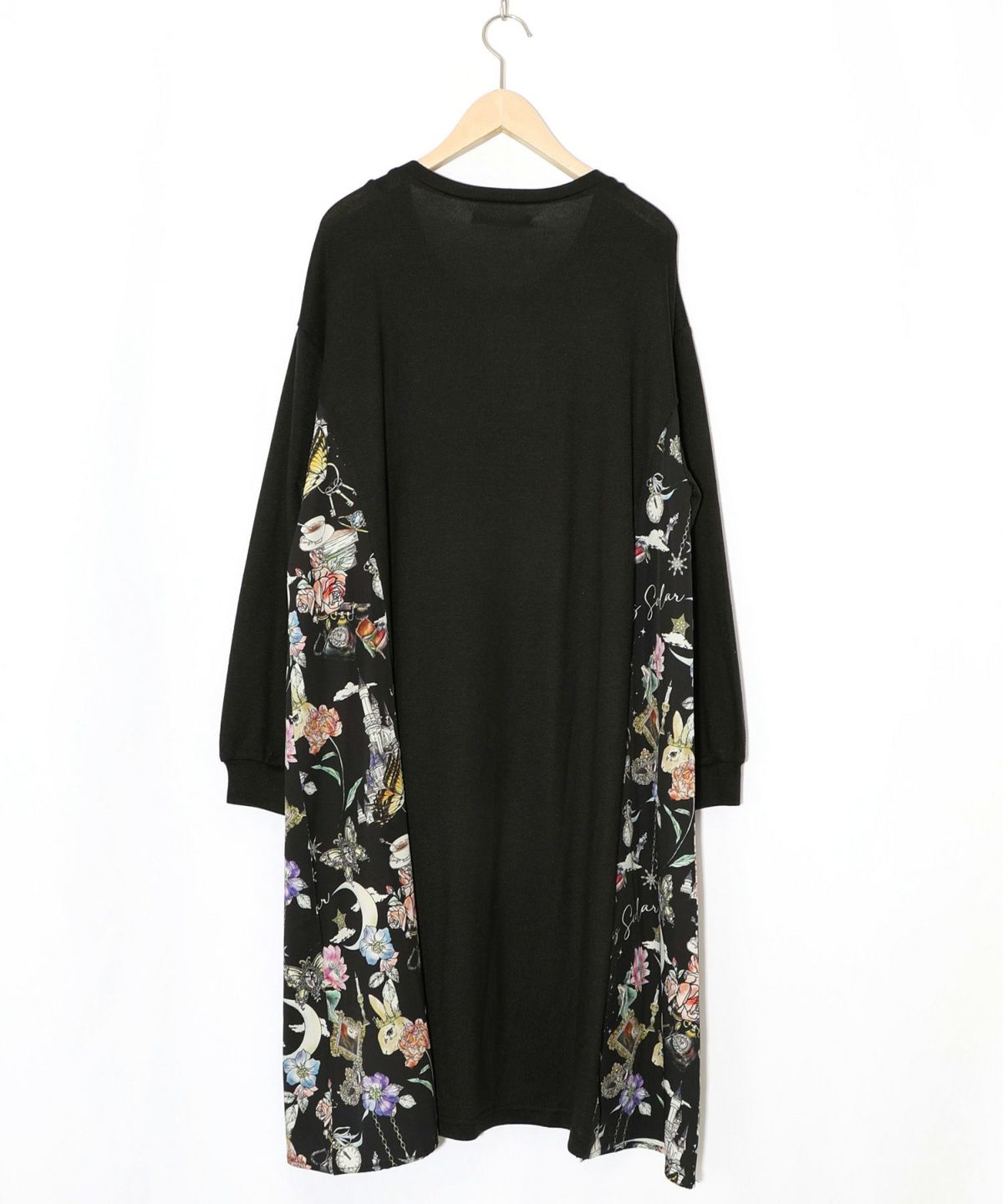 アンティーク柄 3素材切替ロングカーディガン-14