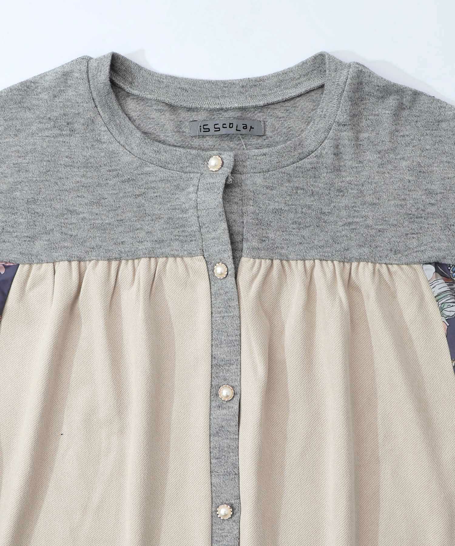 アンティーク柄 3素材切替ロングカーディガン-16