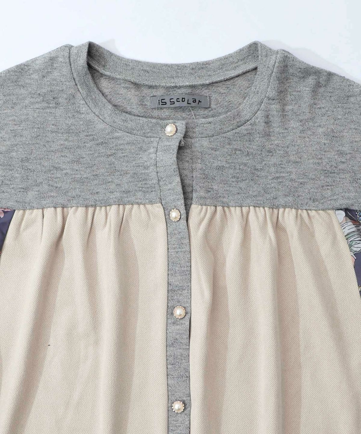 アンティーク柄 3素材切替ロングカーディガン-16